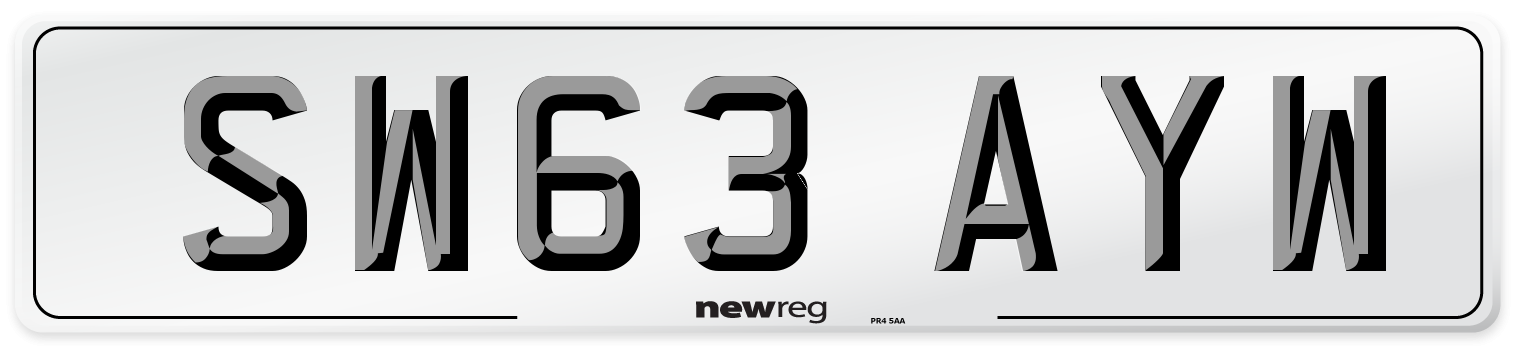 SW63 AYW Number Plate from New Reg